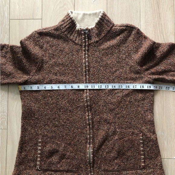 Vintage Christopher and Banks Textured Heather Zip Up Sweater in Orange & Brown - Picture 2 of 10